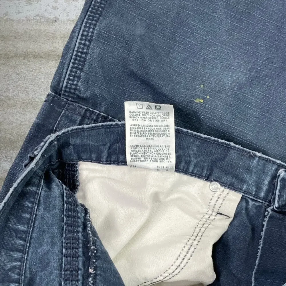 Vintage 90s Wrangler Riggs Carpenter Pants 36x32 Baggy Navy Blue Double Knees